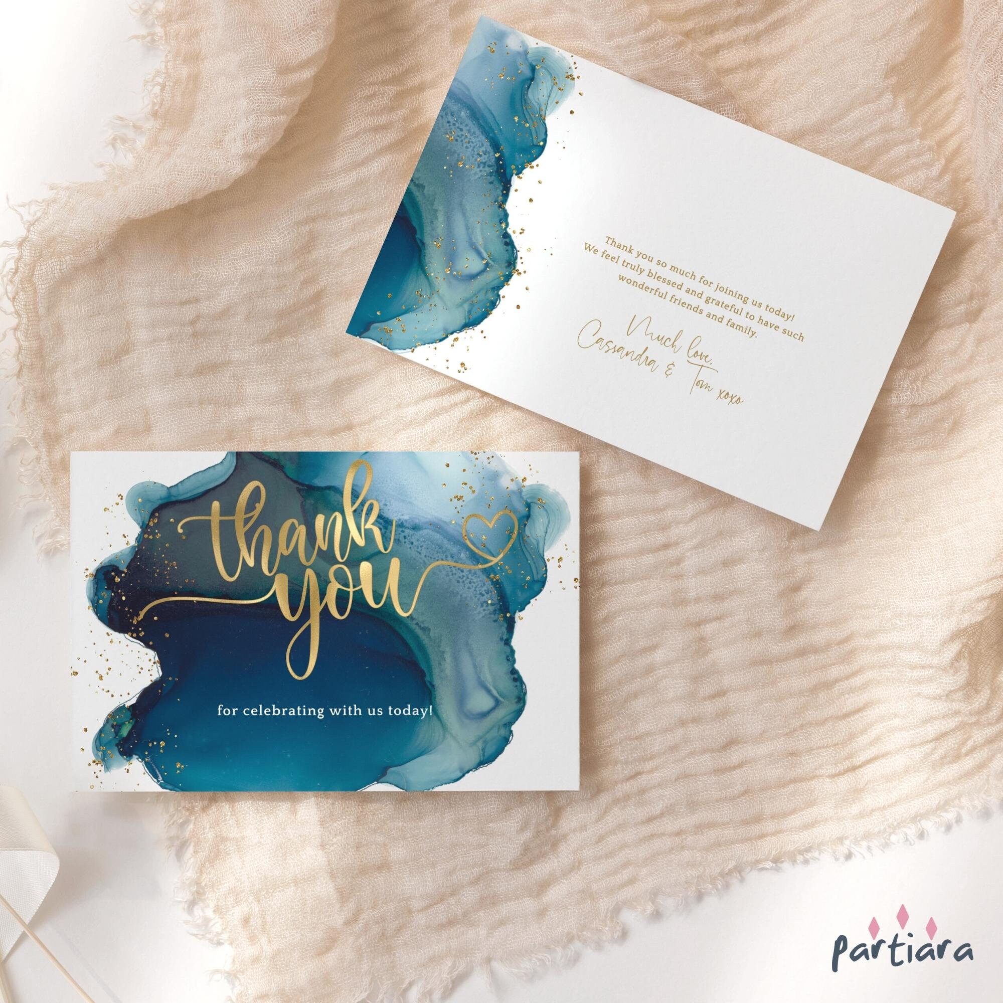 Birthday Thank You Card Teal Gold Party Printable, Ladies Dinner Events ...