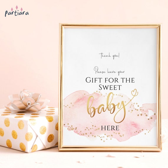 DIY Baby Shower Gift Table Sign Editable Template Girl Blush - Etsy