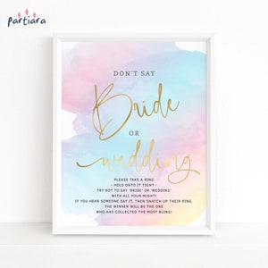 Bridal Shower Game Put a Ring on It Dont Say Bride Bachelorette Party Games Rainbow Ombre Sky Decor Printable Editable Digital Download P179