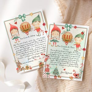 Conjunto de cartas de elfo, cartas de elfo de olá e chegada, adeus do seu elfo, carta de Natal para impressão para meninos ou meninas, download digital editável P191