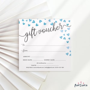 Geschenkgutschein druckbar, quadratisches Geschenkzertifikat digitaler Download, personalisierte Geschenkkarte für Geburtstage oder Weihnachten bearbeitbare Vorlage P69