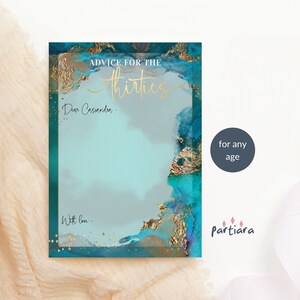 Plantilla de tarjeta de felicitación y consejos de cumpleaños, recuerdo verde esmeralda imprimible, descarga digital editable P308