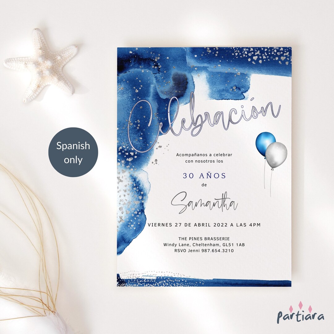 Spanish Birthday Invitation, Men or Ladies Dinner Party Invite ...
