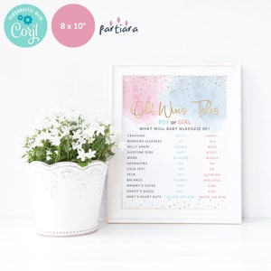 Gender Reveal Party Game Old Wives Tales DIY Printable Sign Editable Questions Boy Girl Baby Shower Activity Guessing Games Decor Poster P16 image 6