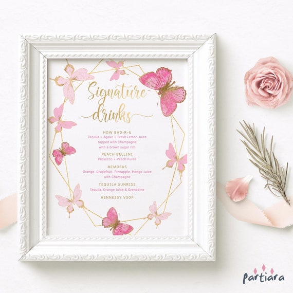 Baby Shower Drinks Menu Printable Signature Cocktails Bar Etsy