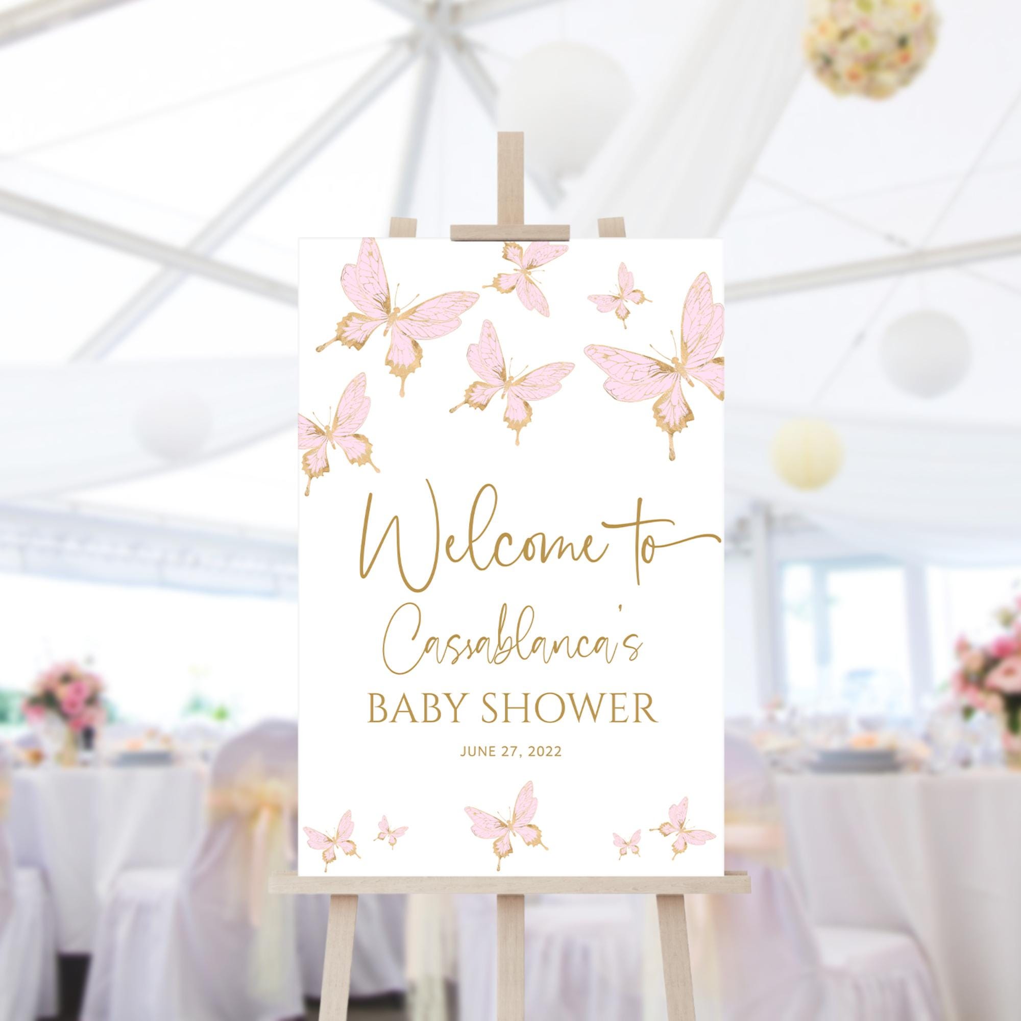 Butterfly Welcome Sign Blush Pink Gold Baby Shower Welcome Poster Party  Entrance, Girl Birthday Butterflies Decor Printable, Editable P293 - Etsy, image size:2000x2000