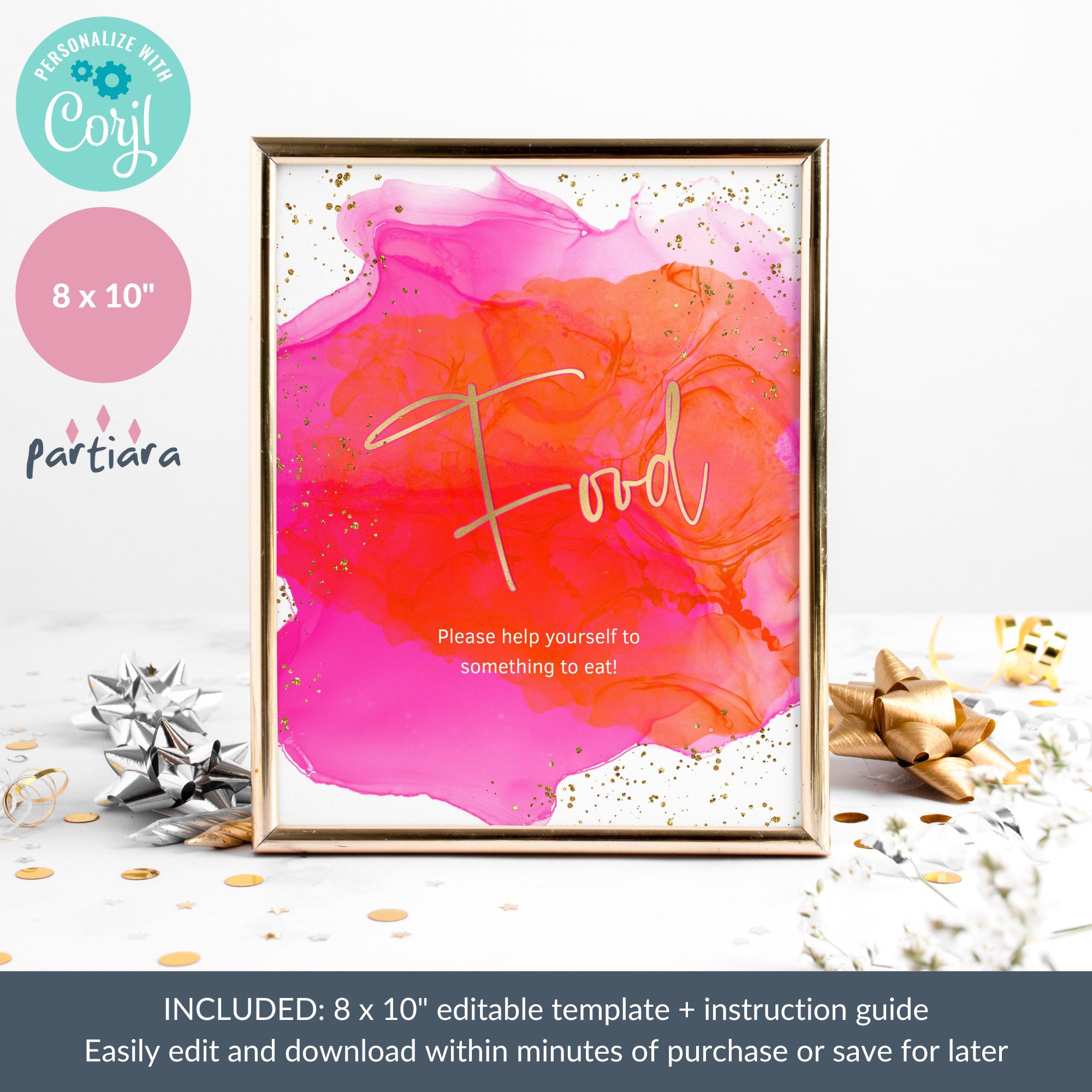 Birthday Food Table Sign Printable, Teen Girls or Ladies Events Buffet ...