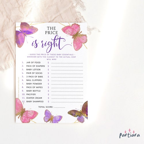 Editable Purple Butterfly Baby Shower Invitation Girl Etsy