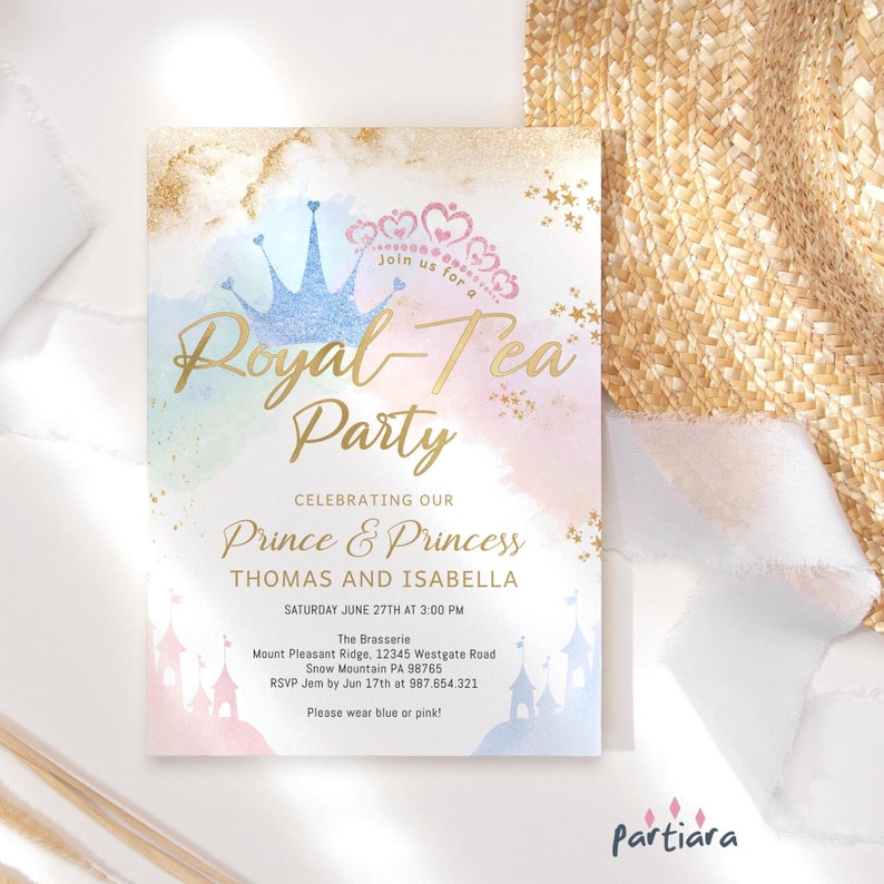 Tea Party Invitation Prince and Princess Template: Royal Fairytale ...