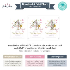 Fairy Invitation 4th Birthday Printable, Girl's Enchanted Butterfly Garden Party Invite, Fourth Floral Tea Party, Editable Download P376 image 4