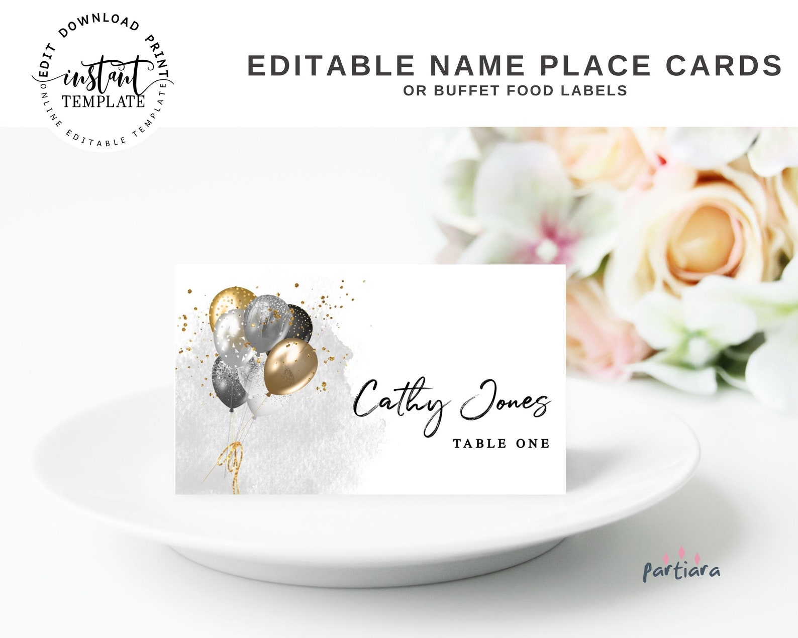 DIY Name Place Cards Template Editable Birthday Party Seating Etsy