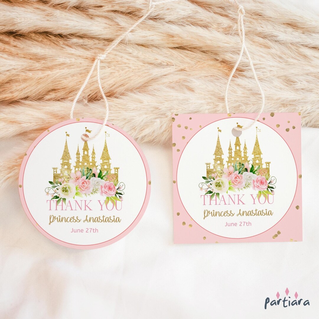 Editable Princess Favor Tag Girl 1st Birthday Thank You Gift - Etsy