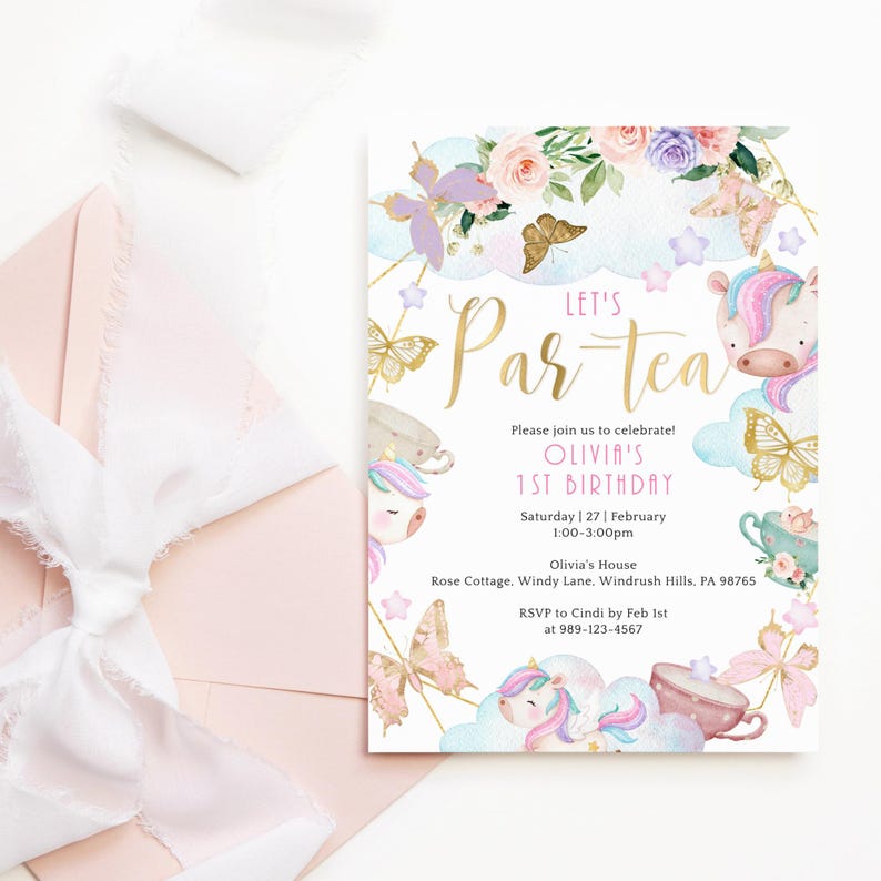 a pink and gold birthday party with a unicorn theme