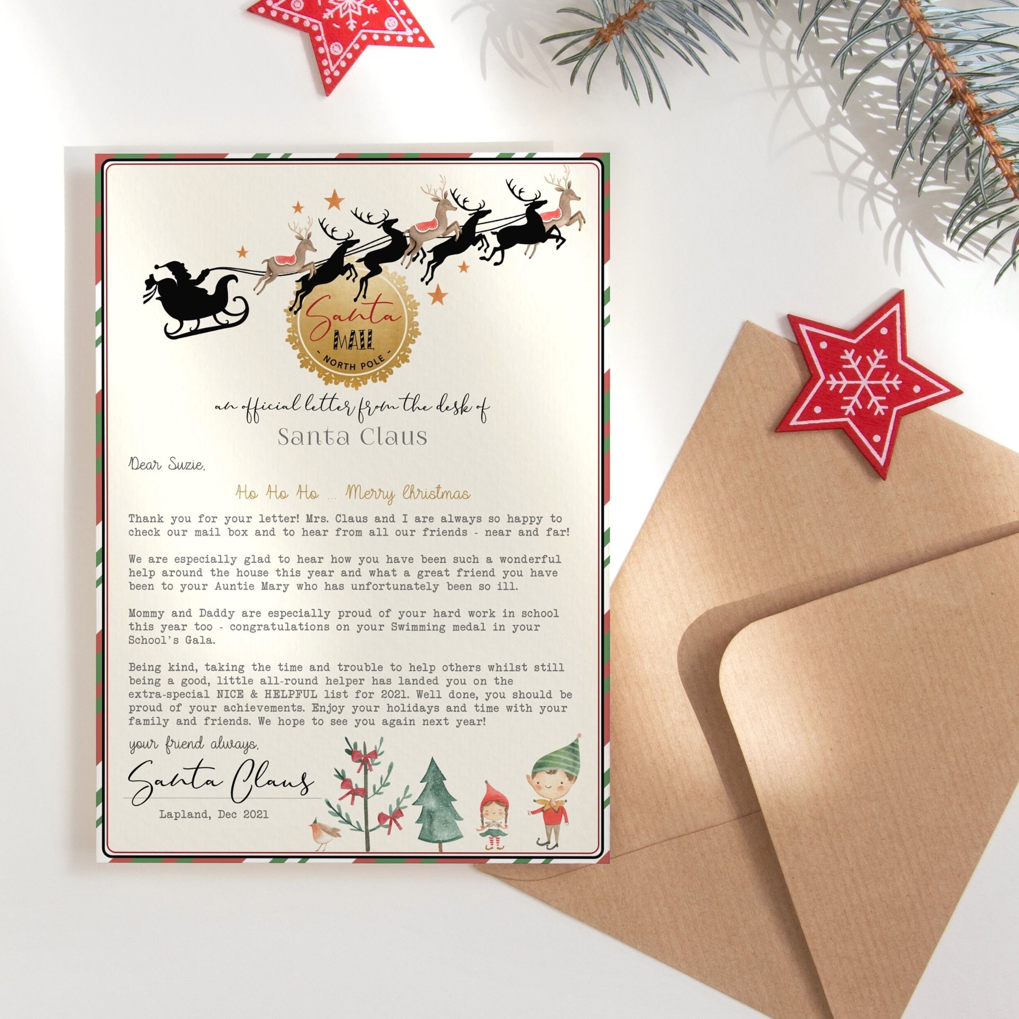 diy letter from santa printable editable personalized father etsy
