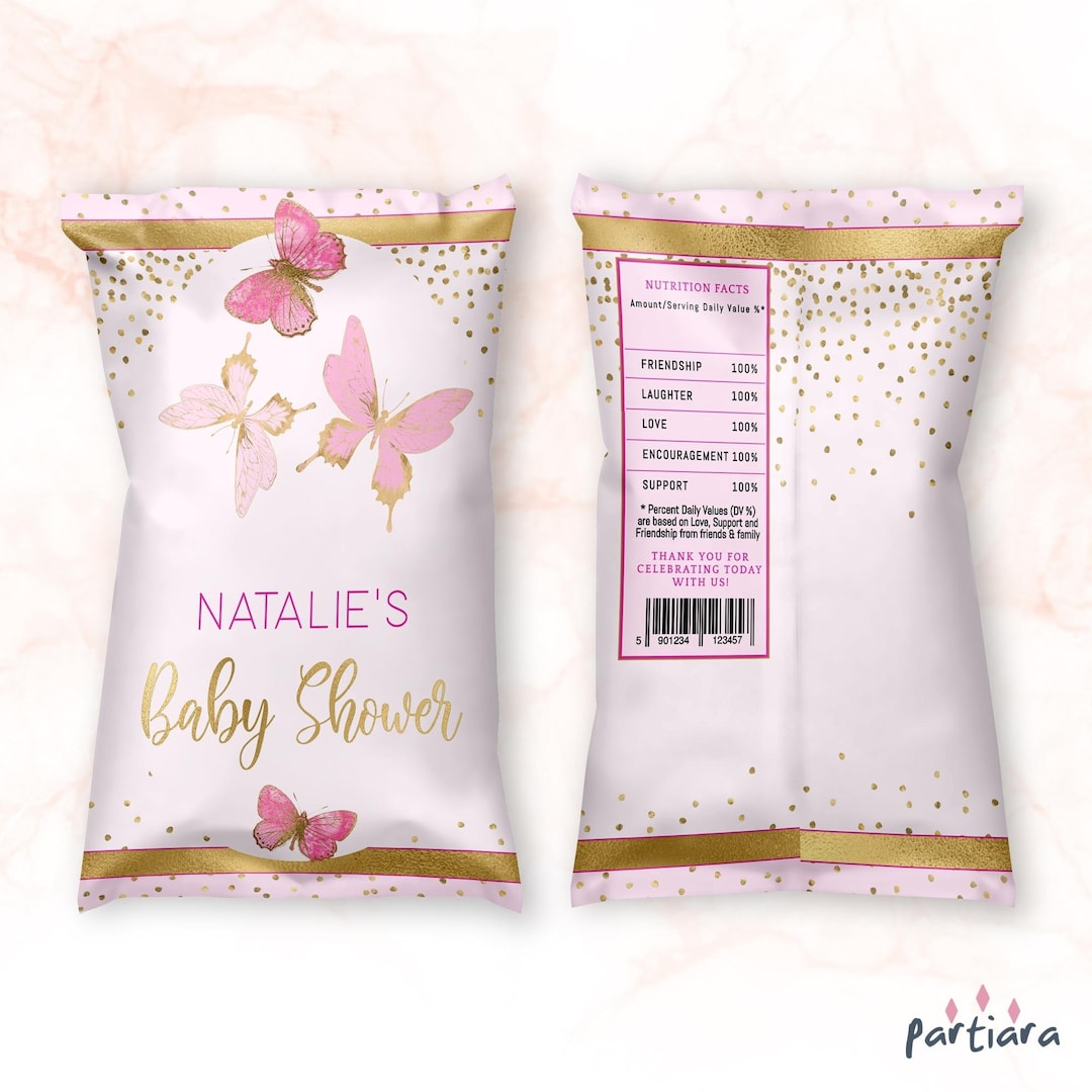 Baby Butterfly Chip Bags Girl Baby Shower Party Favors Label Etsy