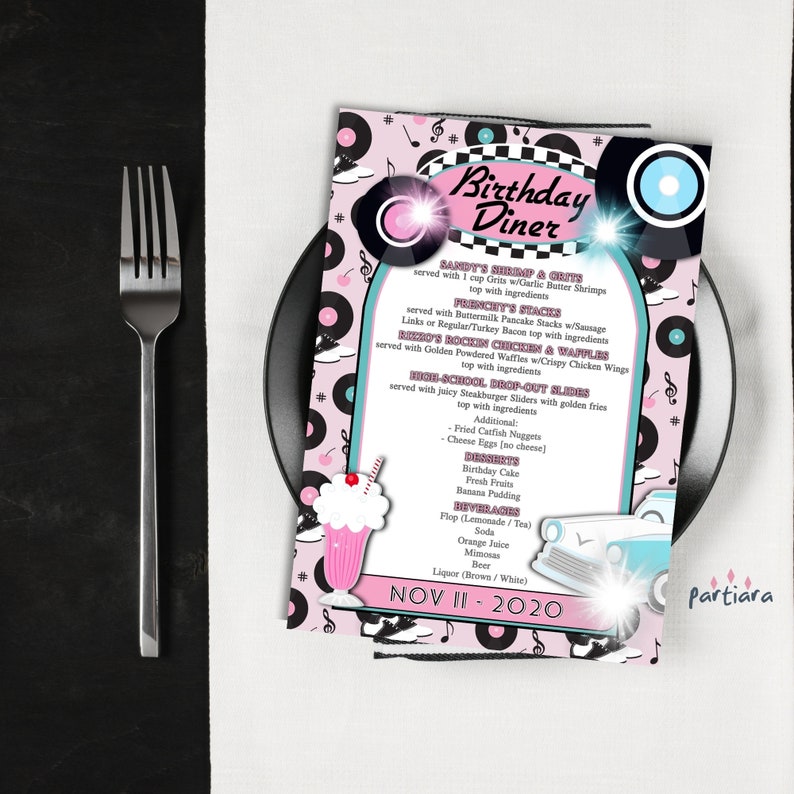 50S Diner Menu Template