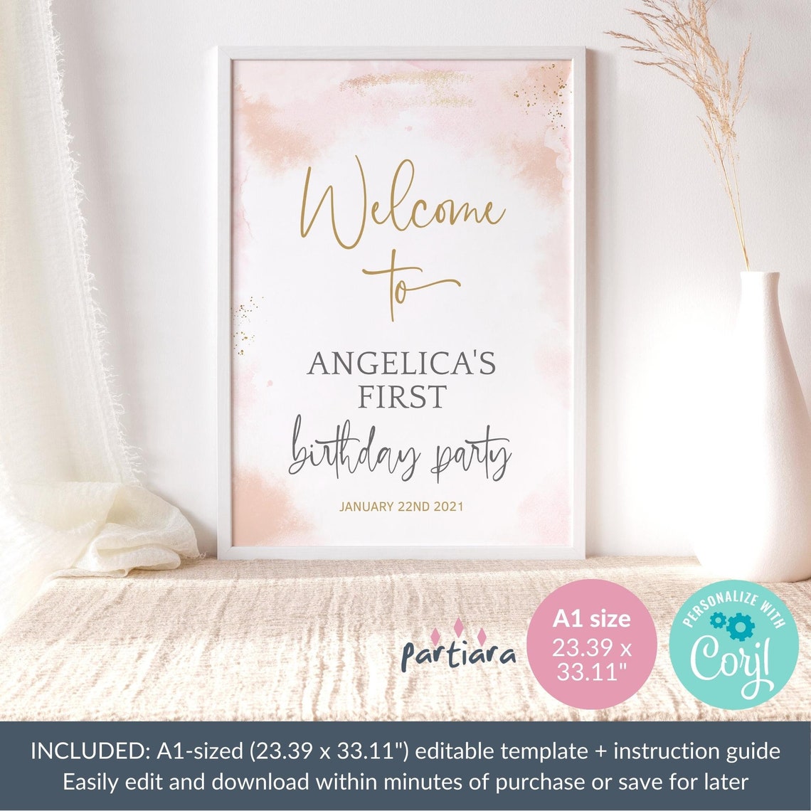Pink Help Sign Pink Birthday Welcome Sign Printable, Girl Princess Party Poster ...