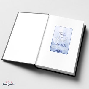 Book Label Template, School Library Bookplates Printable, Birthday Giftbook Stickers, Navy Blue Editable Digital Download