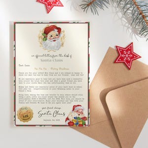 Carta oficial de Papá Noel DIY para imprimir Cartas para Papá Noel para niño y niña Caja de Nochebuena Plantilla editable para correo del Polo Norte D P191