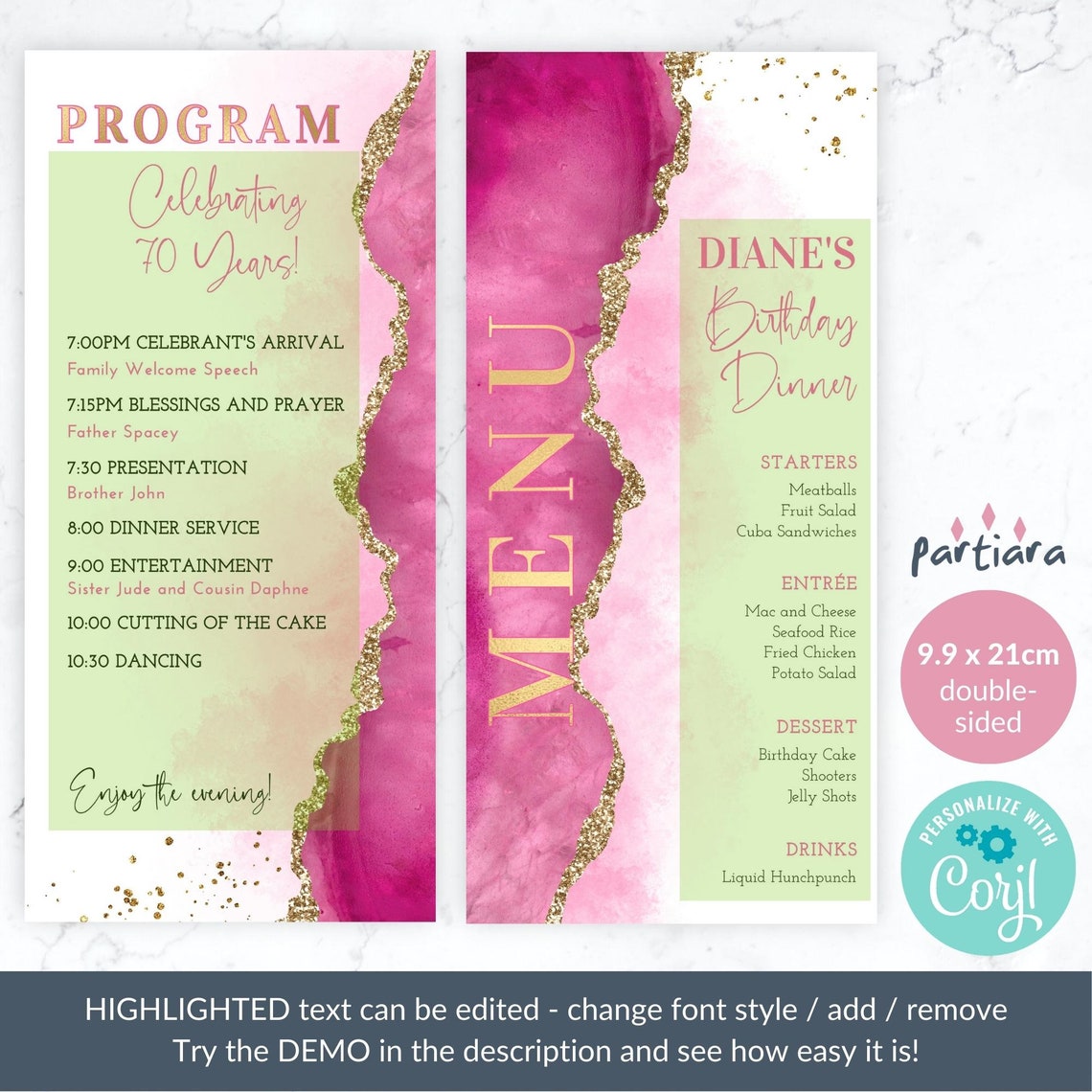 Program Decore Pink Birthday Program Template, Ladies Menu Card With Programs ...
