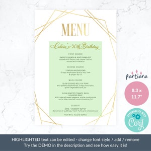 Buffet Menu Table Sign Birthday Menus Poster Decoration Printable All ...