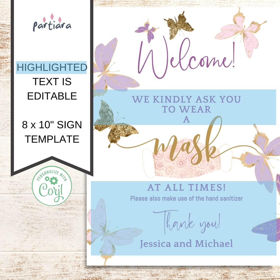 Editable Face Mask Sign Girl Baby Shower Please Wear a Mask Etsy