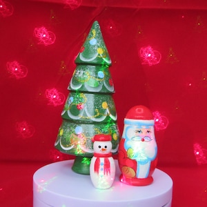 Weihnachtsbaum Nikolaus und Schneemann 3-teilige Nestelpuppe - Weihnachtsdekoration