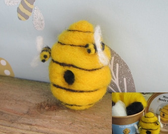 Beehive Needle Felting Kit - Mini Needle Felting Kit - Felting Kit for Beginners - Easy Needle Felting - Needle Felted Bee and Bee hive Kit
