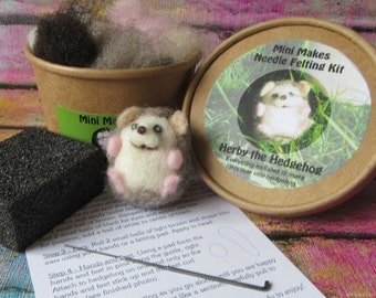 Hedgehog Needle Felting Kit - Mini Needle Felting Kit - Felting Kit for Beginners - Easy Needle Felting - Needle Felted Hedgehog Kit