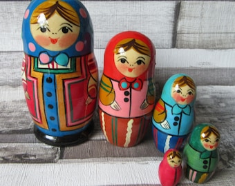 Traditional nesting doll 5 piece handmade, handpainted gift  stacking doll