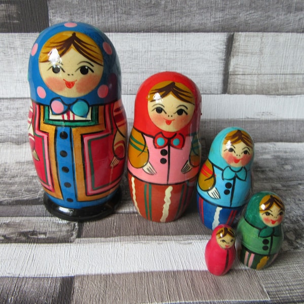 Poupées gigognes traditionnelles, 5 pièces, faites main, poupée cadeau empilable peinte à la main
