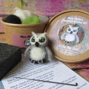 Owl Needle Felting Kit Mini Needle Felting Kit Felting Kit for Beginners Easy Needle Felting Needle Felted Owl Kit image 2