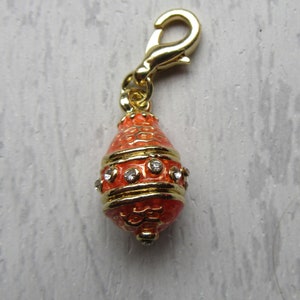 Orange Faberge style egg pendant/charm - necklace - keyring - jewellery