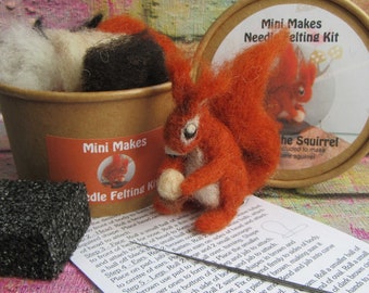 Squirrel Needle Felting Kit - Mini Needle Felting Kit - Felting Kit for Beginners - Easy Needle Felting - Needle Felted Squirrel Kit