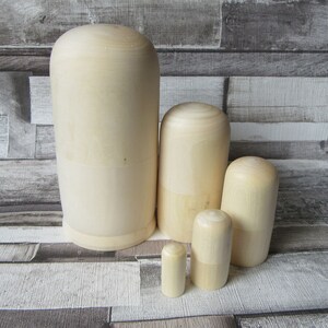 5-Piece Unpainted Nesting Doll Set – 5 Inches, Blank Wooden Dolls To Paint Yourself