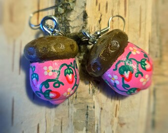 Strawberry Acorn Earrings
