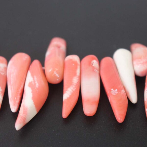 6x25mm Pink Bamboo Coral,Irregular Tooth Gravel Coral Beads, top drilled Beads,15'' per strand