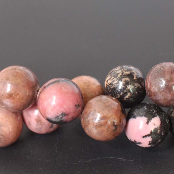 Natural Black Veined Rhodonite Beads, Smooth Round Beads,15'' per strand 6mm 8mm 10mm 12mm