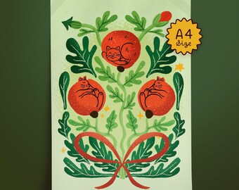 Katzen Poppies Kunstdruck - A4 Biotop Poster - Studio Cat-She