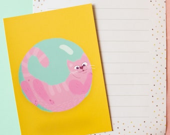 Seifenblasen Katze Postkarte - Niedliche Illustration (A6)