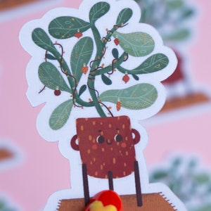 Cute Decorated Houseplant Handmade Sticker Studio Cat-She image 2