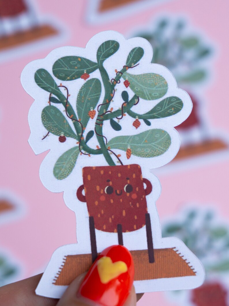 Cute Decorated Houseplant Handmade Sticker Studio Cat-She image 2