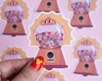 Cute Gumball Machine Handmade Sticker - Studio Cat-She