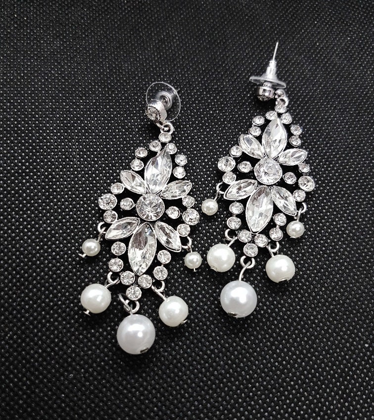 Chandelier Long Crystal Drop Earrings Diamante Bridal Rhinestone Dangle Ear Stud