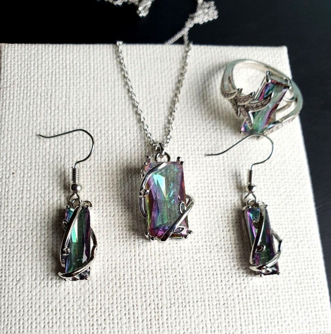 Mystic topaz 2024 necklace and earrings