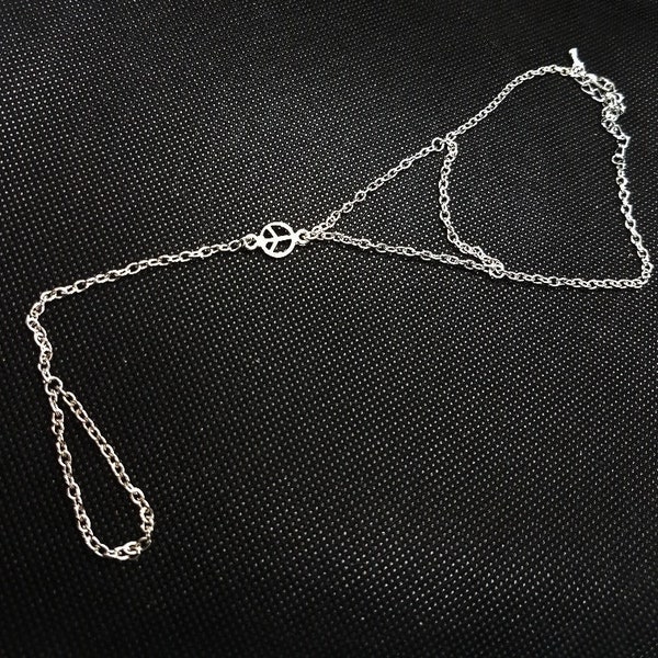 Silver Peace Sign Barefoot Sandal Foot Jewellery Foot thong Ankle Chain Yoga Chain Anklet Beach Wedding Festival Boho Bridal