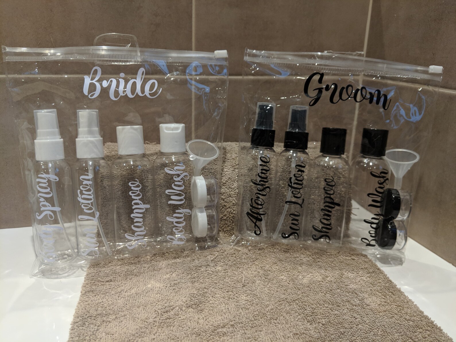 BRIDE & GROOM TRAVEL Bottle Toiletries Set Honeymoon Holiday Etsy UK