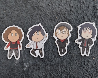 Autocollants chibi emo My Chemical Romance, autocollants fanart MCR, autocollants Gerard Way, Mikey Way, Frank Iero, Ray Toro, autocollants fanart emo
