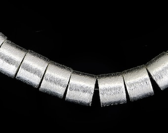 8*10mm -10pcs Silver Beads - long cylinder beads - Silver spacer beads - brushed Silver plated drum beads for jewelry making SKU- CC105