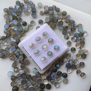 Natural Labradorite Smooth Round Gemstone Cabochon, CALIBRATED Loose Stone Cab, Round Jewelry Making Cabochons Semi Precious Cabs for ring